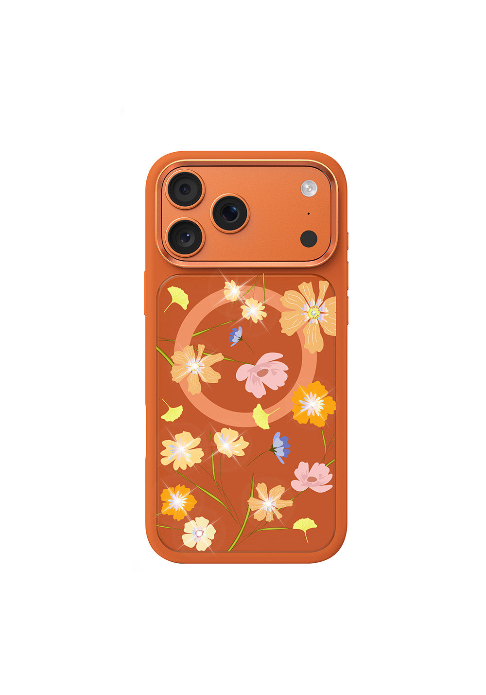 Apple iPhone 17 Pro Kılıf Manyetik Şarj Uyumlu Çiçek Tasarımlı Mutural Flower Serisi Kapak