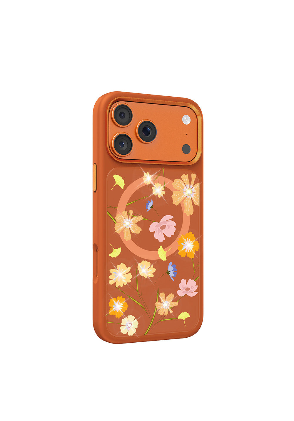 Apple iPhone 17 Pro Kılıf Manyetik Şarj Uyumlu Çiçek Tasarımlı Mutural Flower Serisi Kapak