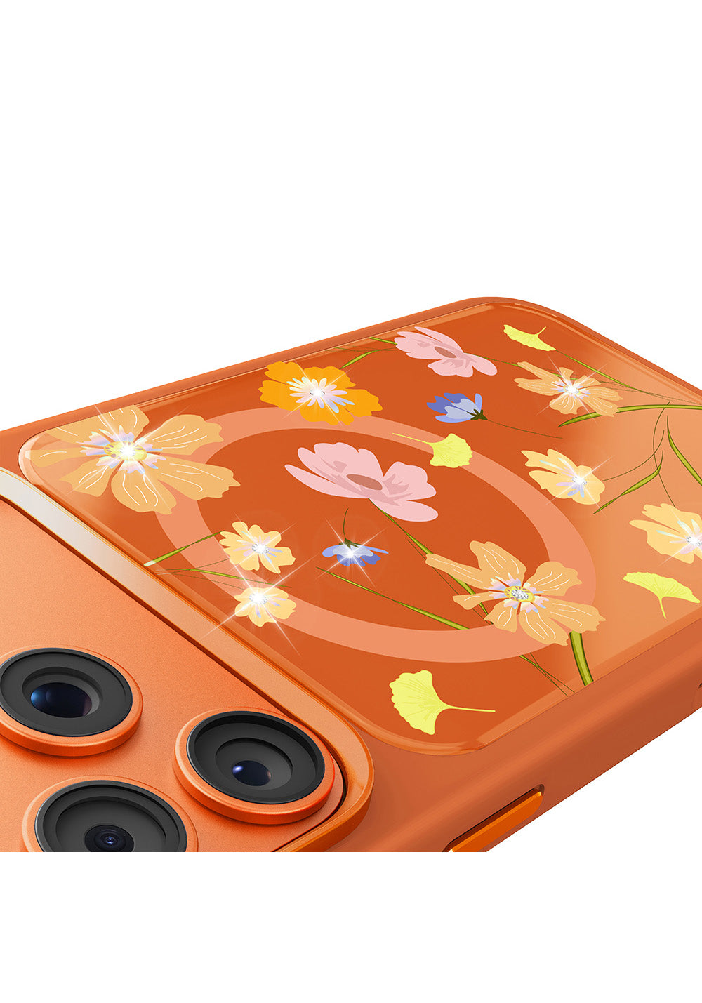 Apple iPhone 17 Pro Kılıf Manyetik Şarj Uyumlu Çiçek Tasarımlı Mutural Flower Serisi Kapak