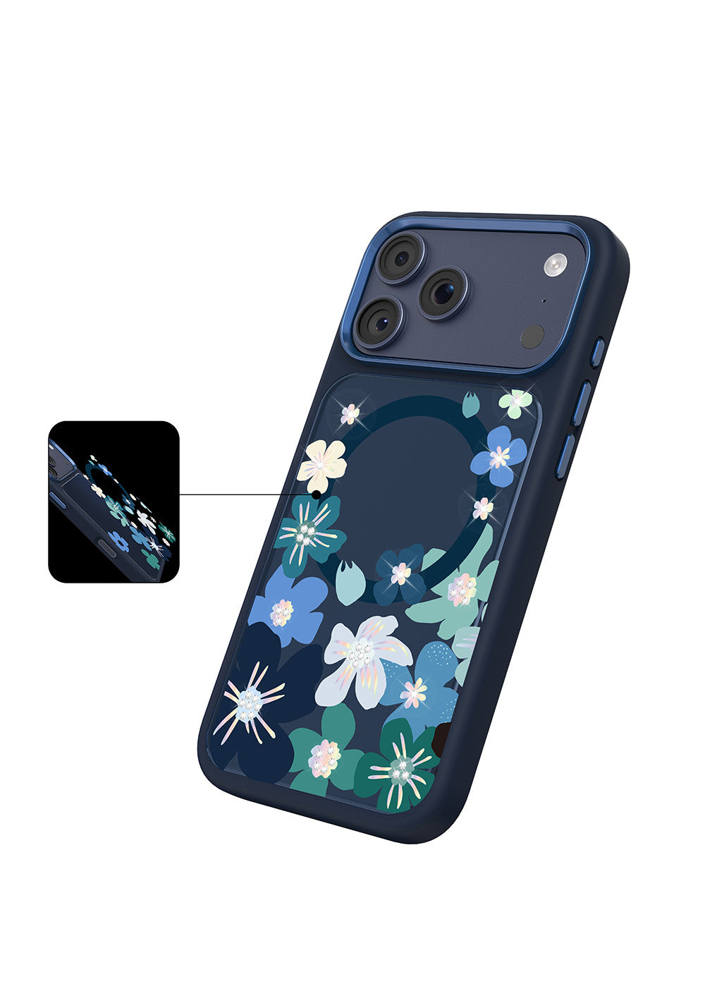 Apple iPhone 17 Pro Max Kılıf Manyetik Şarj Uyumlu Çiçek Tasarımlı Mutural Flower Serisi Kapak
