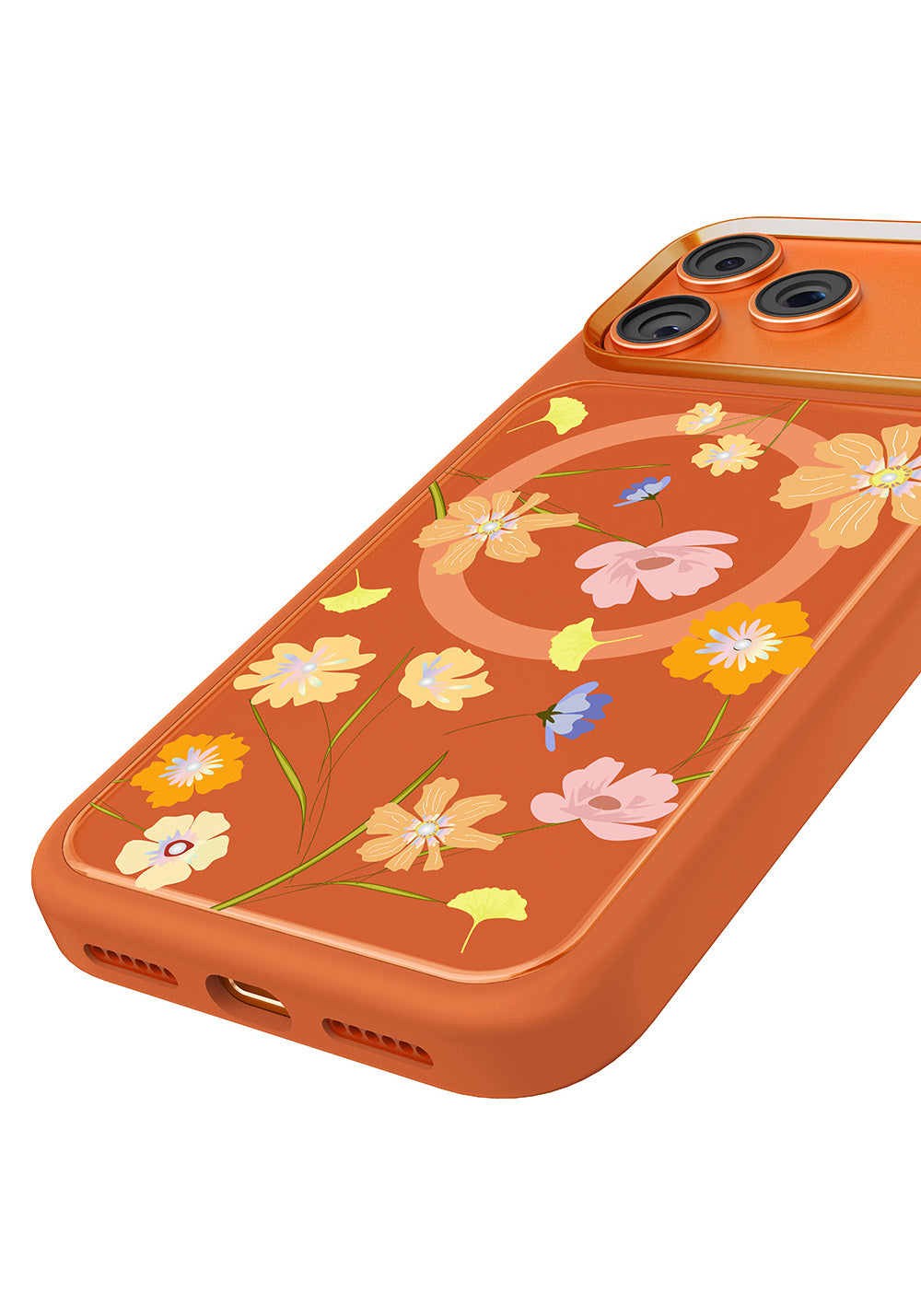 Apple iPhone 17 Pro Max Kılıf Manyetik Şarj Uyumlu Çiçek Tasarımlı Mutural Flower Serisi Kapak