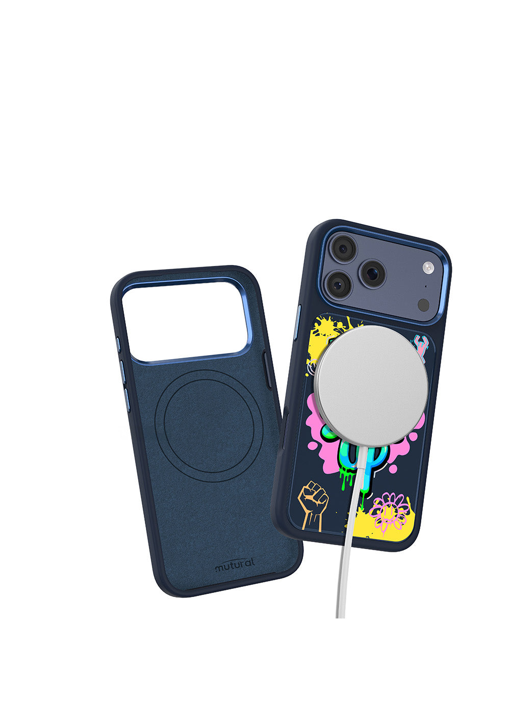 Apple iPhone 17 Pro Kılıf Manyetik Şarj Uyumlu 3D Baskılı Tasarım Mutural Graffiti Serisi Kapak