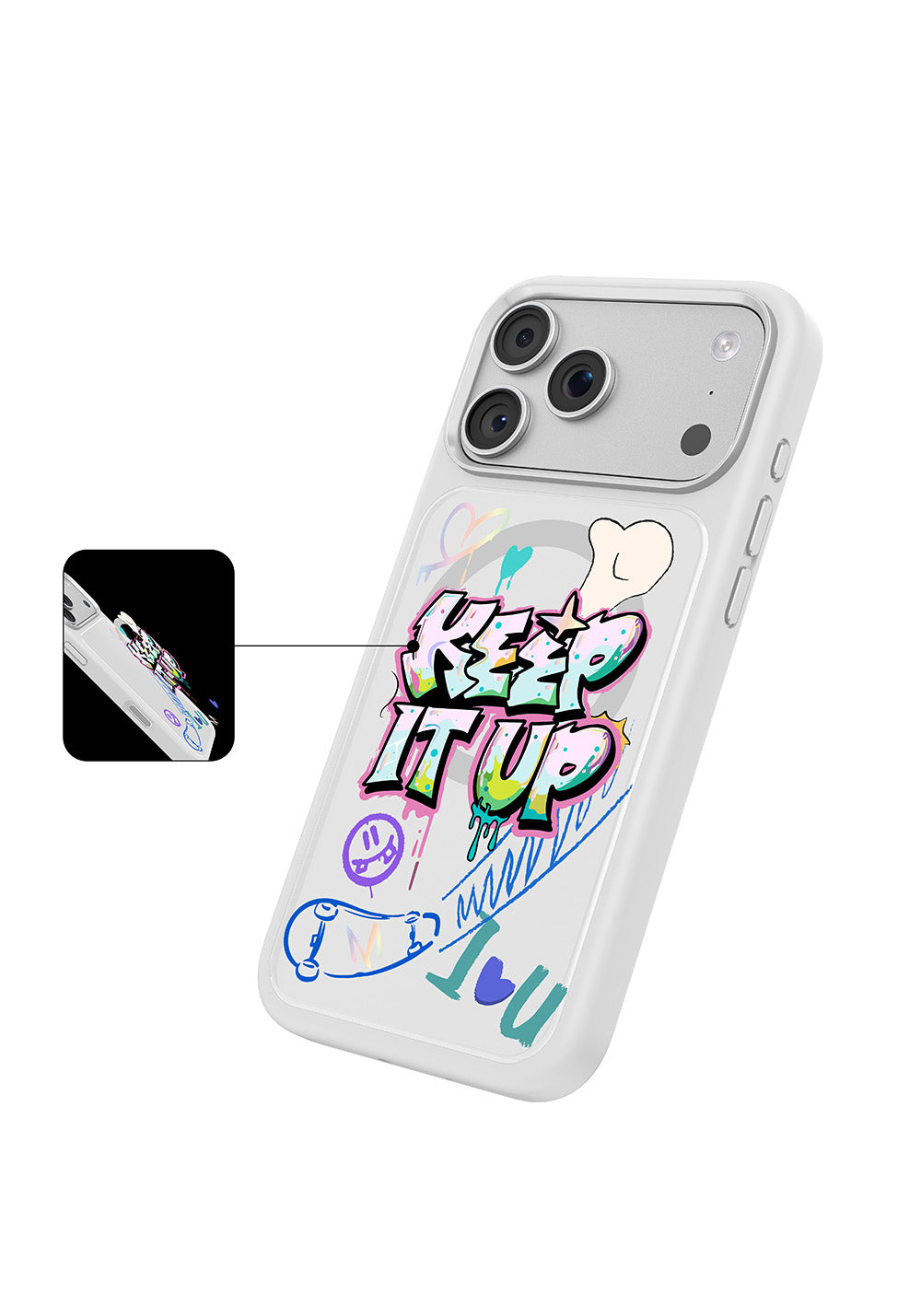 Apple iPhone 17 Pro Max Kılıf Manyetik Şarj Uyumlu 3D Baskılı Tasarım Mutural Graffiti Serisi Kapak