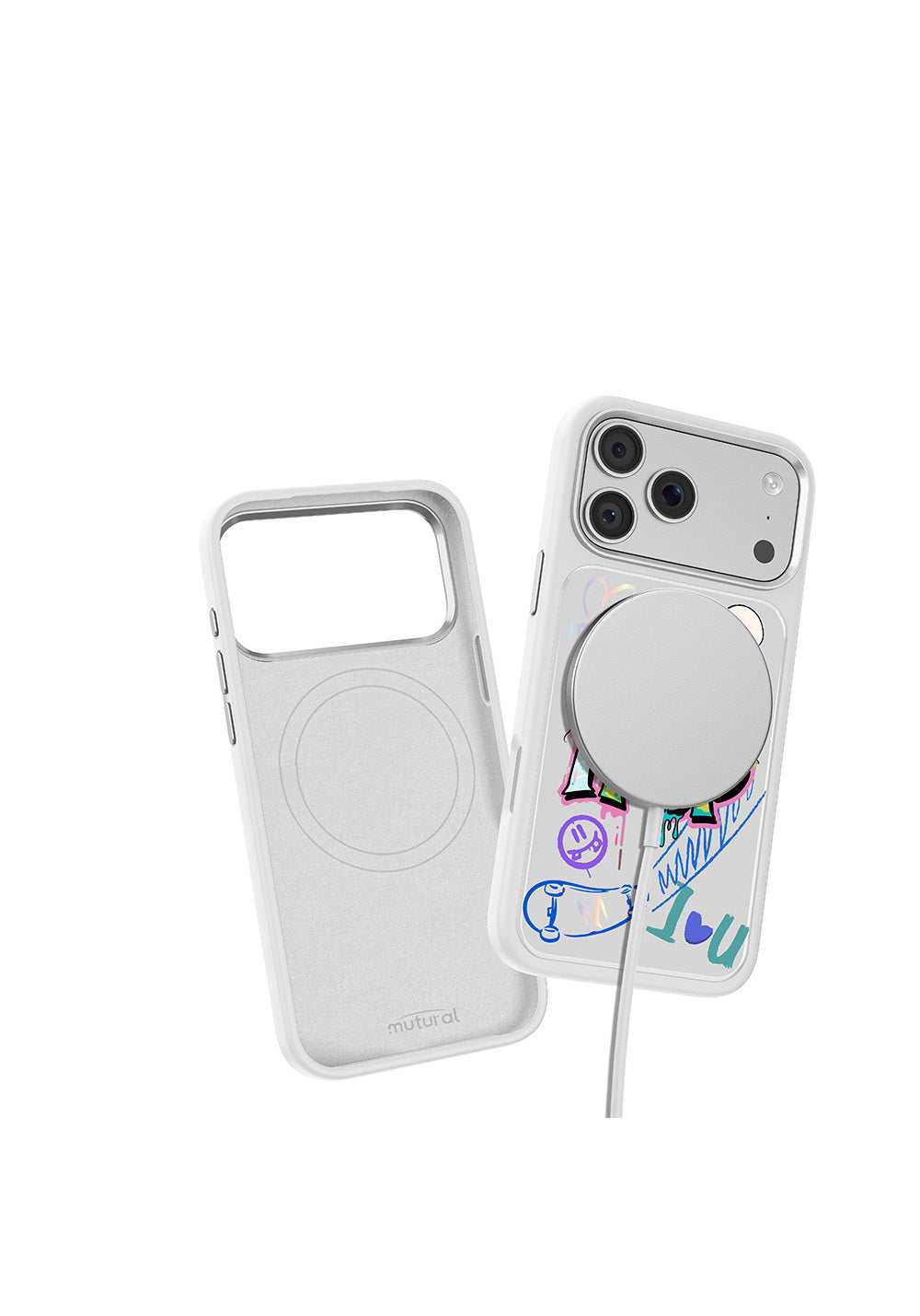 Apple iPhone 17 Pro Max Kılıf Manyetik Şarj Uyumlu 3D Baskılı Tasarım Mutural Graffiti Serisi Kapak