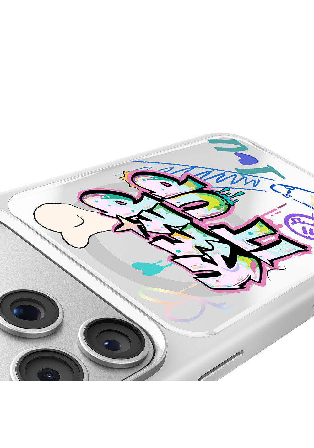 Apple iPhone 17 Pro Max Kılıf Manyetik Şarj Uyumlu 3D Baskılı Tasarım Mutural Graffiti Serisi Kapak