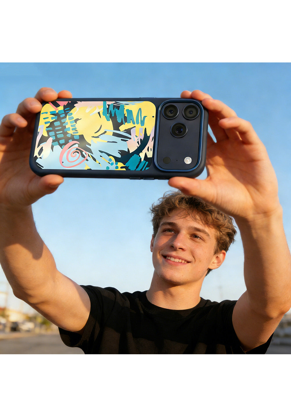 Apple iPhone 17 Pro Max Kılıf Manyetik Şarj Uyumlu 3D Baskılı Tasarım Mutural Graffiti Serisi Kapak