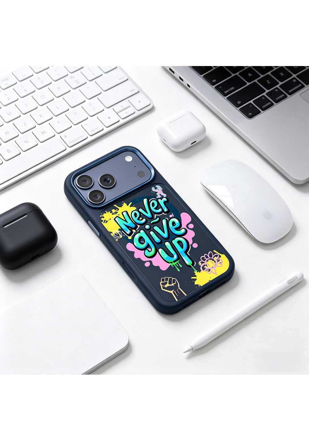 Apple iPhone 17 Pro Max Kılıf Manyetik Şarj Uyumlu 3D Baskılı Tasarım Mutural Graffiti Serisi Kapak