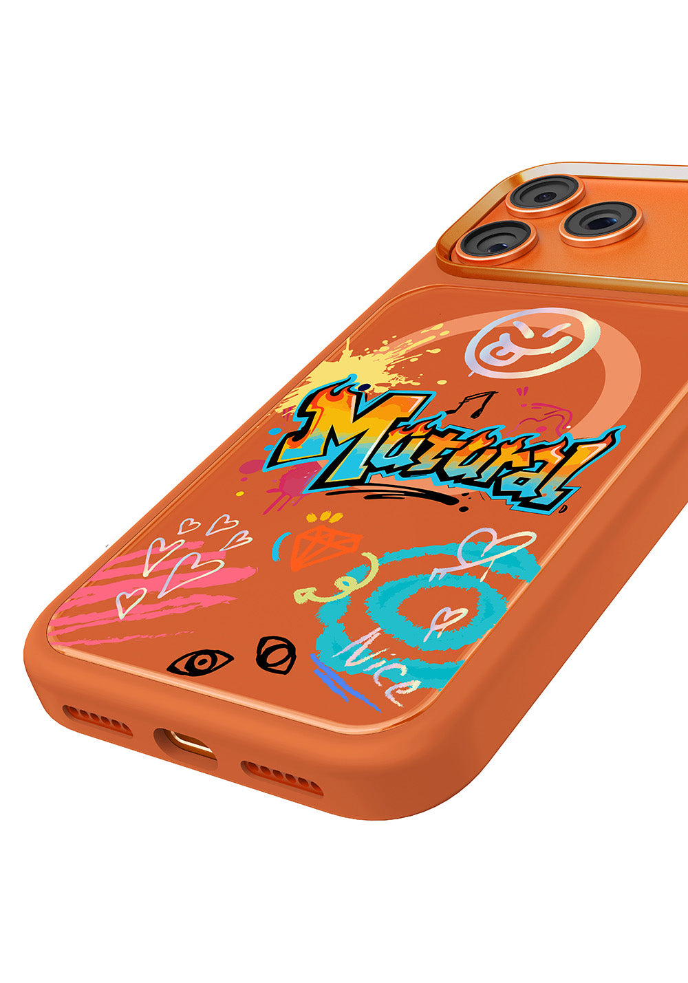 Apple iPhone 17 Pro Max Kılıf Manyetik Şarj Uyumlu 3D Baskılı Tasarım Mutural Graffiti Serisi Kapak
