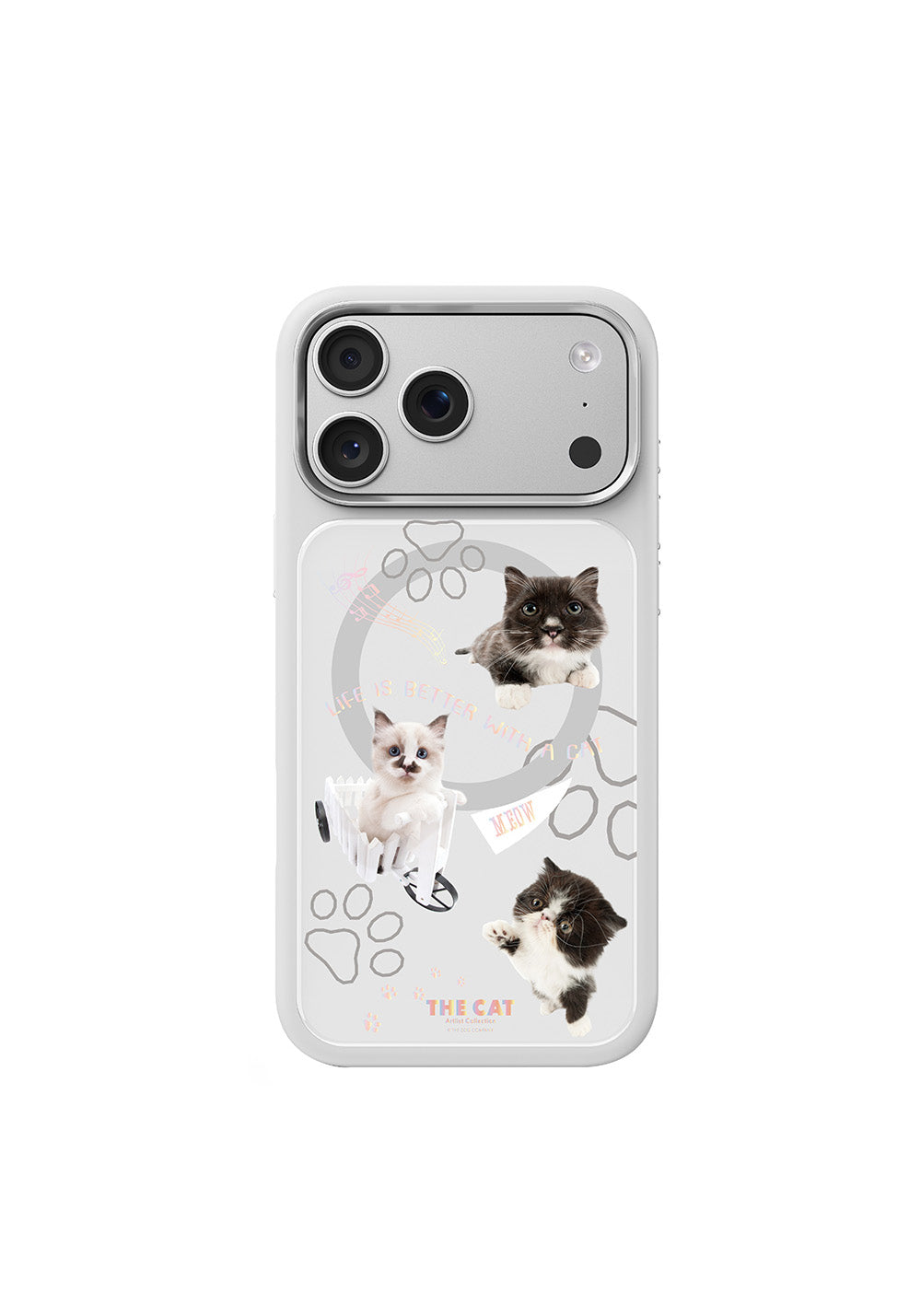 Apple iPhone 17 Pro Kılıf Manyetik Şarj Uyumlu 3D Baskılı Tasarım Mutural The Cat Serisi Kapak