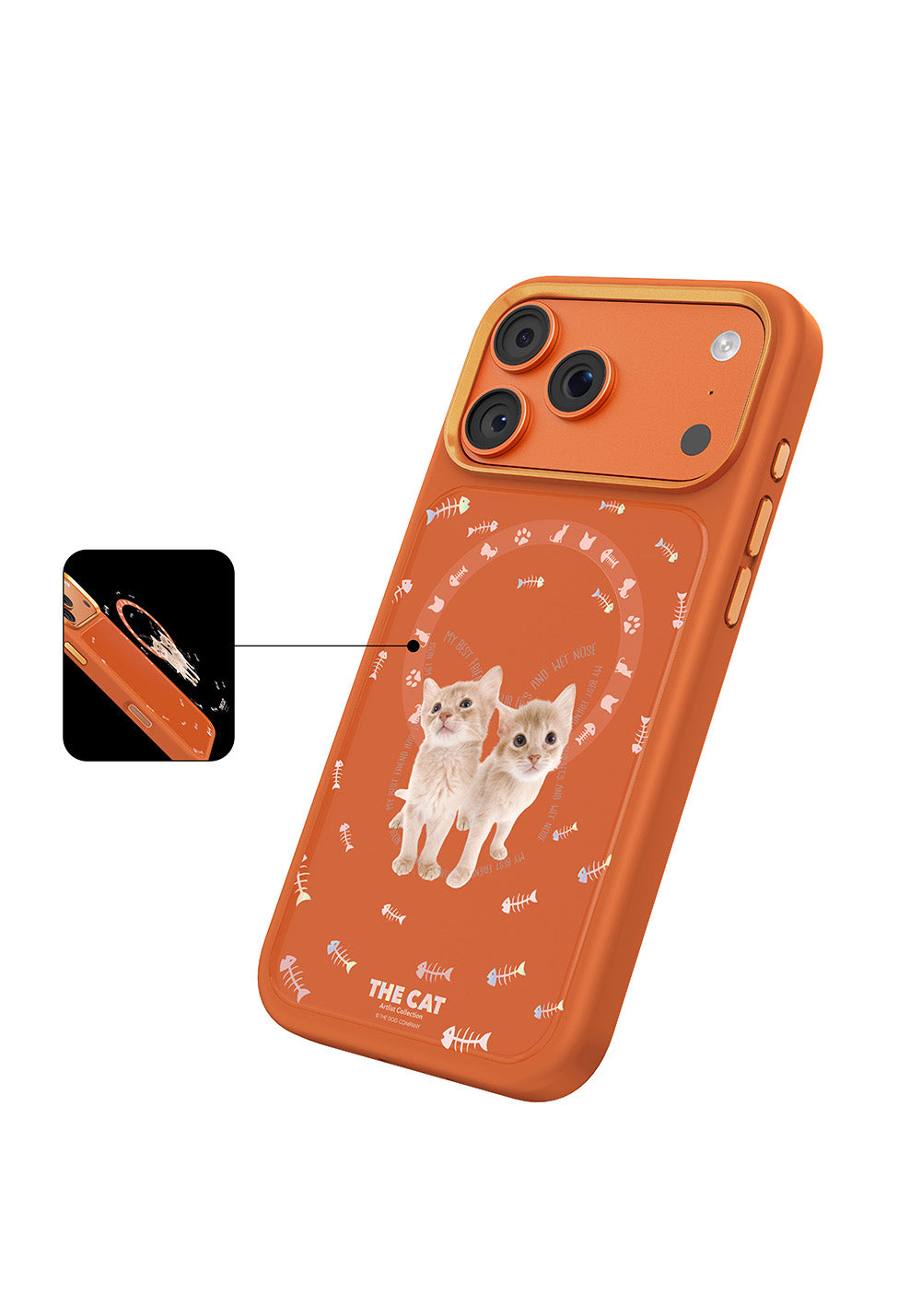 Apple iPhone 17 Pro Kılıf Manyetik Şarj Uyumlu 3D Baskılı Tasarım Mutural The Cat Serisi Kapak