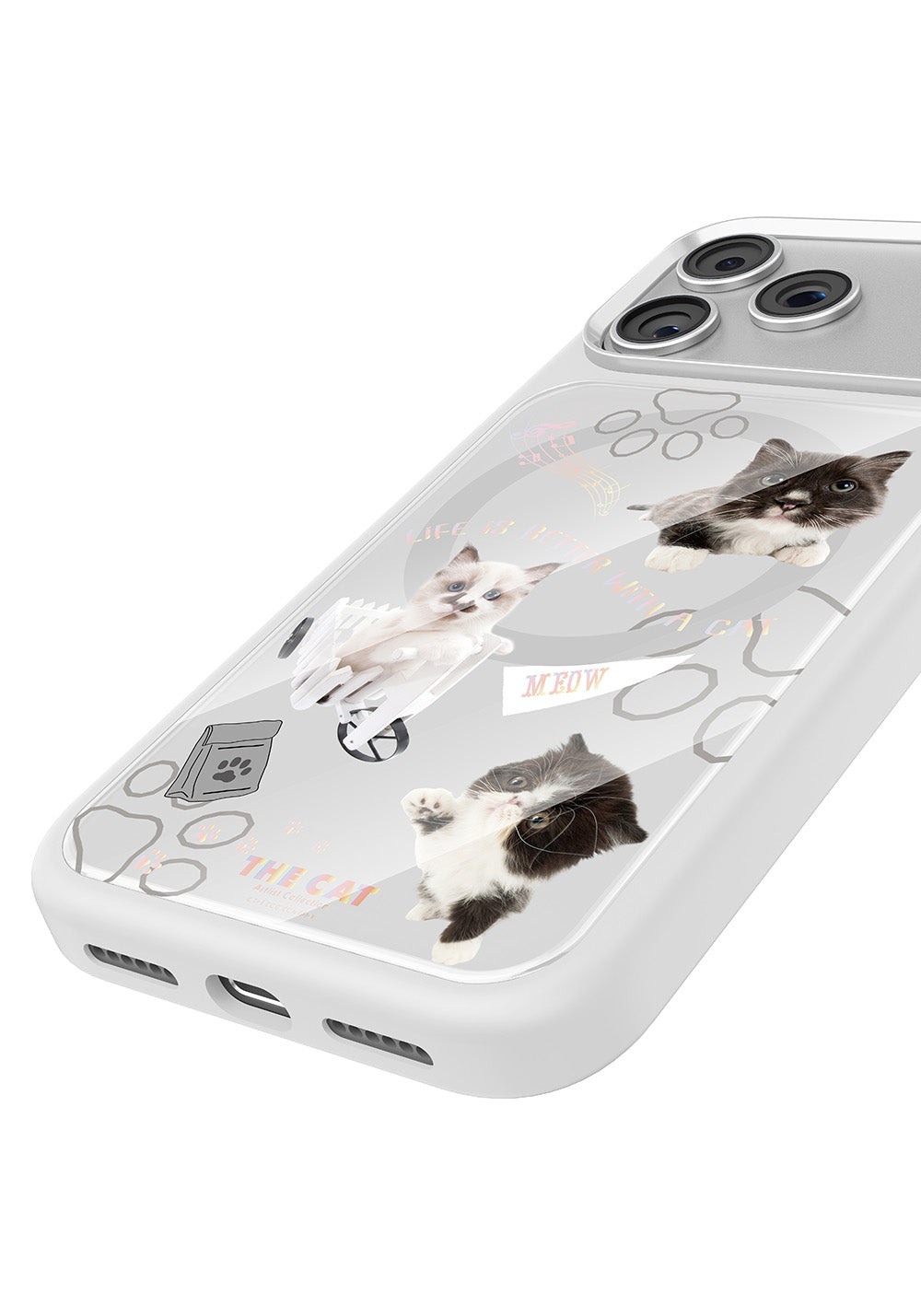 Apple iPhone 17 Pro Max Kılıf Manyetik Şarj Uyumlu 3D Baskılı Tasarım Mutural The Cat Serisi Kapak