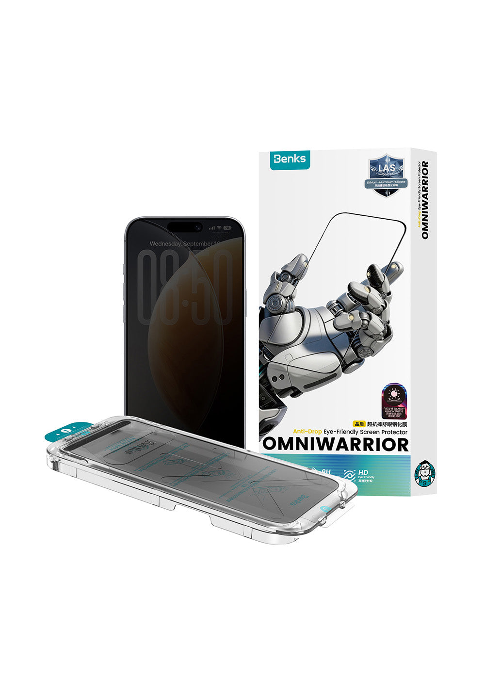 Apple iPhone 17 Pro Benks OmniWarrior Privacy Cam Ekran Koruyucu + Kolay Uygulama Aparatlı