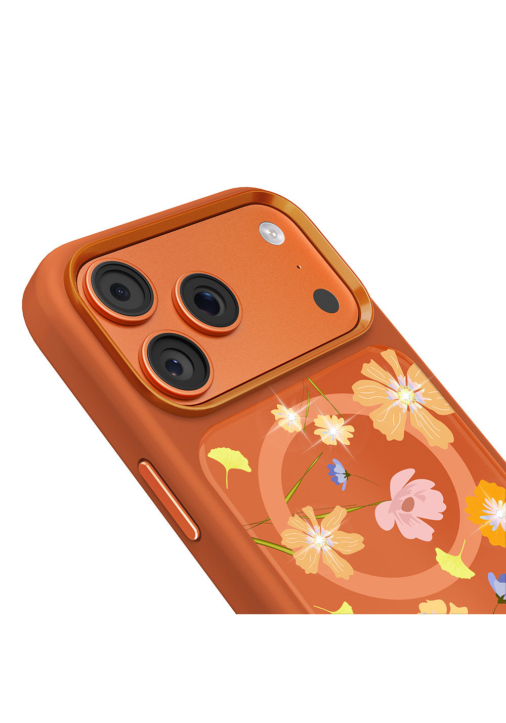 Apple iPhone 18 Pro Kılıf Manyetik Şarj Uyumlu Çiçek Tasarımlı Mutural Flower Serisi Kapak