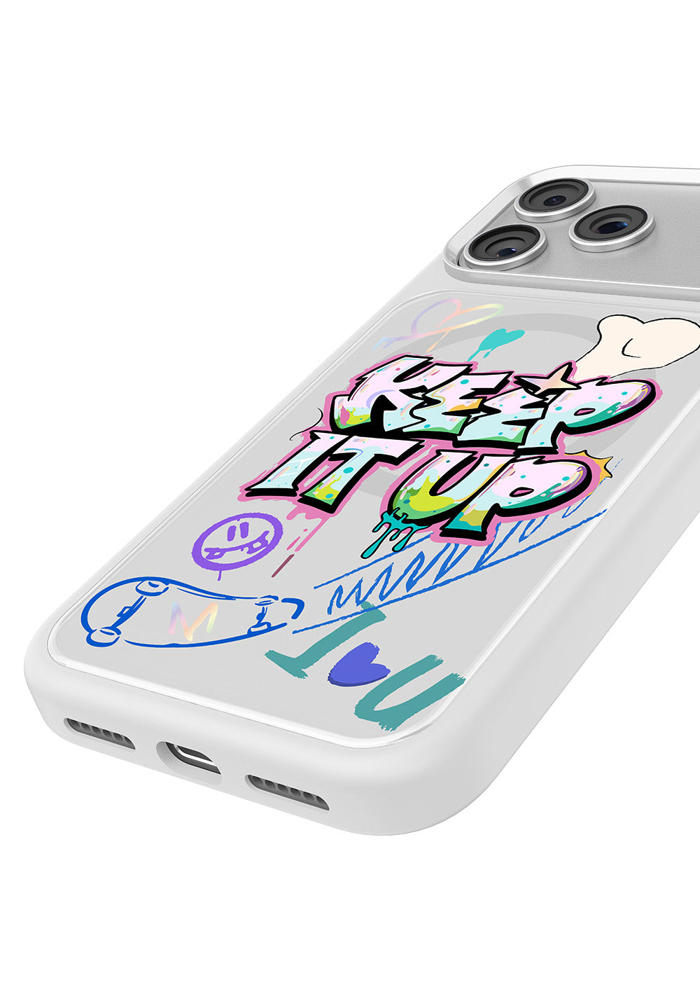 Apple iPhone 18 Pro Kılıf Manyetik Şarj Uyumlu 3D Baskılı Tasarım Mutural Graffiti Serisi Kapak
