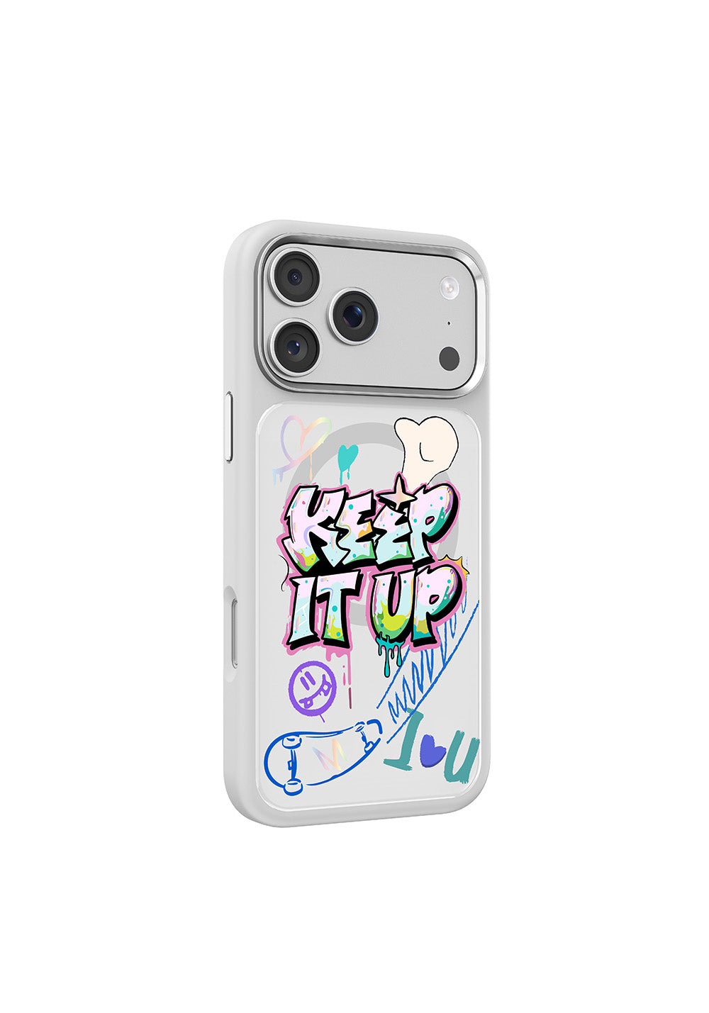 Apple iPhone 18 Pro Kılıf Manyetik Şarj Uyumlu 3D Baskılı Tasarım Mutural Graffiti Serisi Kapak