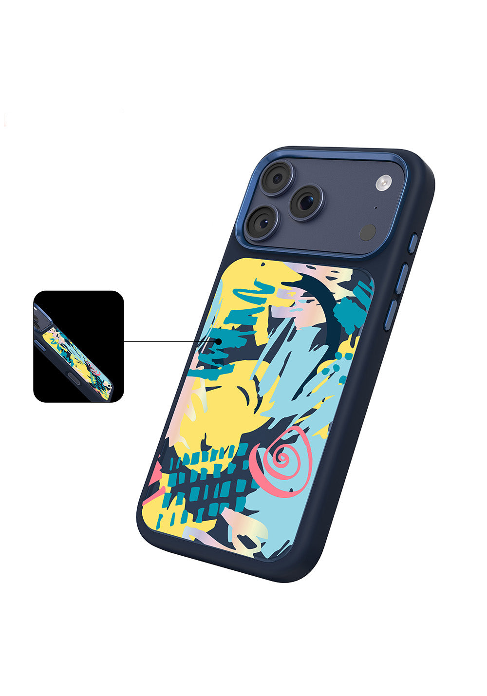 Apple iPhone 18 Pro Kılıf Manyetik Şarj Uyumlu 3D Baskılı Tasarım Mutural Graffiti Serisi Kapak