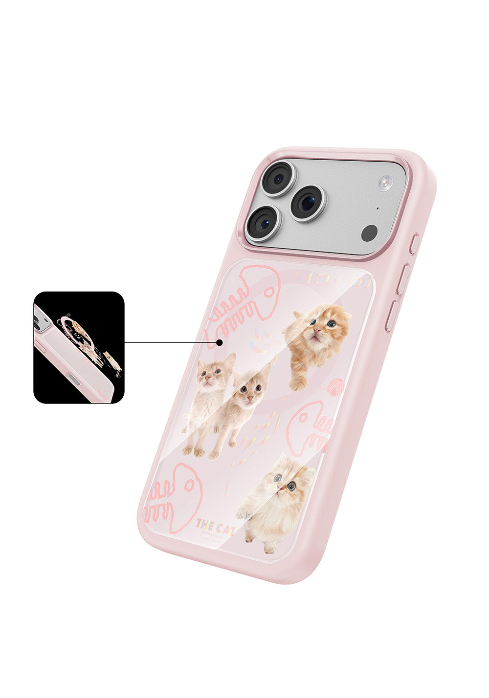 Apple iPhone 18 Pro Kılıf Manyetik Şarj Uyumlu 3D Baskılı Tasarım Mutural The Cat Serisi Kapak