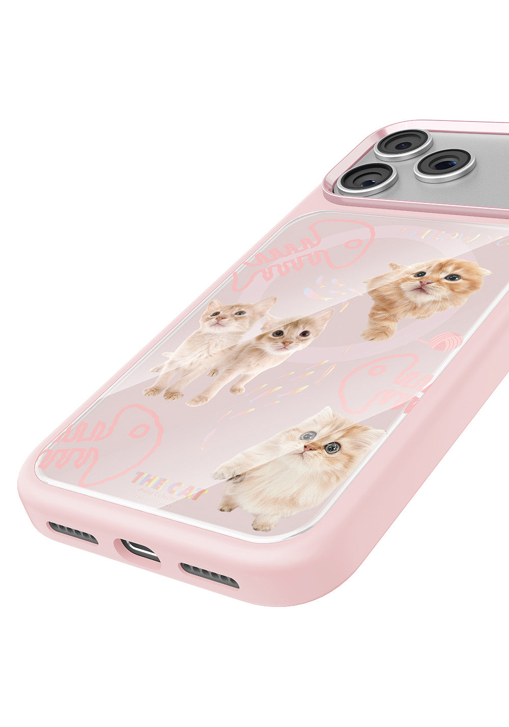 Apple iPhone 18 Pro Kılıf Manyetik Şarj Uyumlu 3D Baskılı Tasarım Mutural The Cat Serisi Kapak