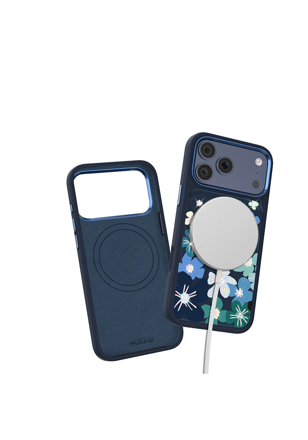 Apple iPhone 18 Pro Max Kılıf Manyetik Şarj Uyumlu Çiçek Tasarımlı Mutural Flower Serisi Kapak