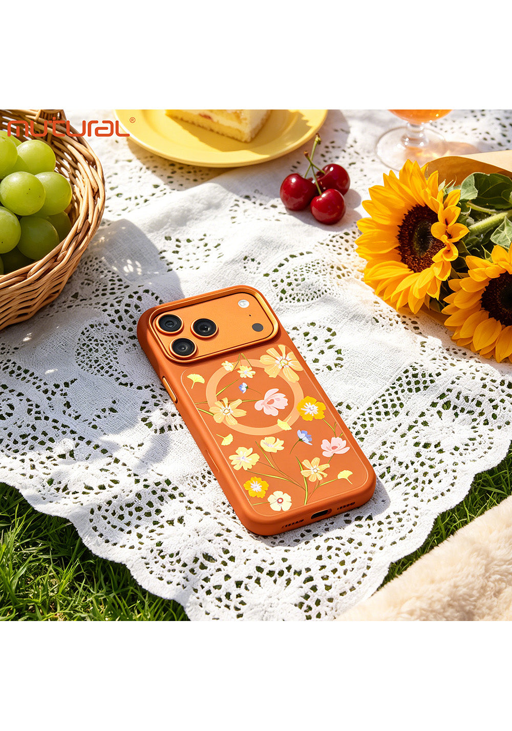 Apple iPhone 18 Pro Max Kılıf Manyetik Şarj Uyumlu Çiçek Tasarımlı Mutural Flower Serisi Kapak