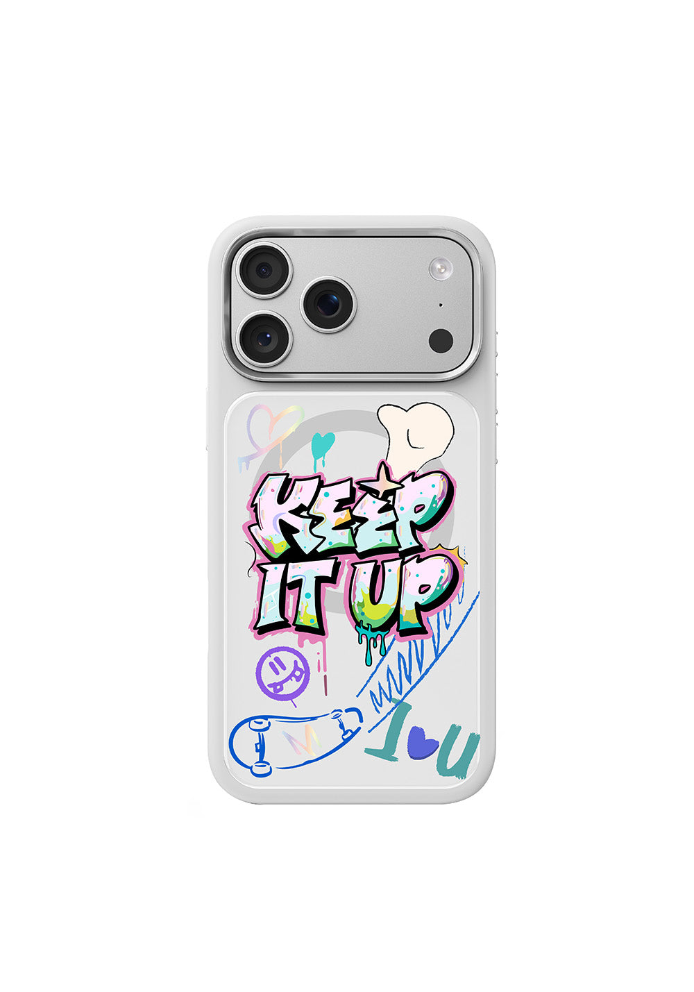 Apple iPhone 18 Pro Max Kılıf Manyetik Şarj Uyumlu 3D Baskılı Tasarım Mutural Graffiti Serisi Kapak