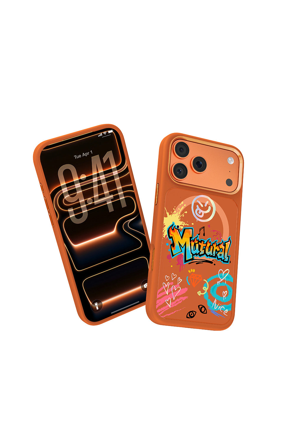 Apple iPhone 18 Pro Max Kılıf Manyetik Şarj Uyumlu 3D Baskılı Tasarım Mutural Graffiti Serisi Kapak