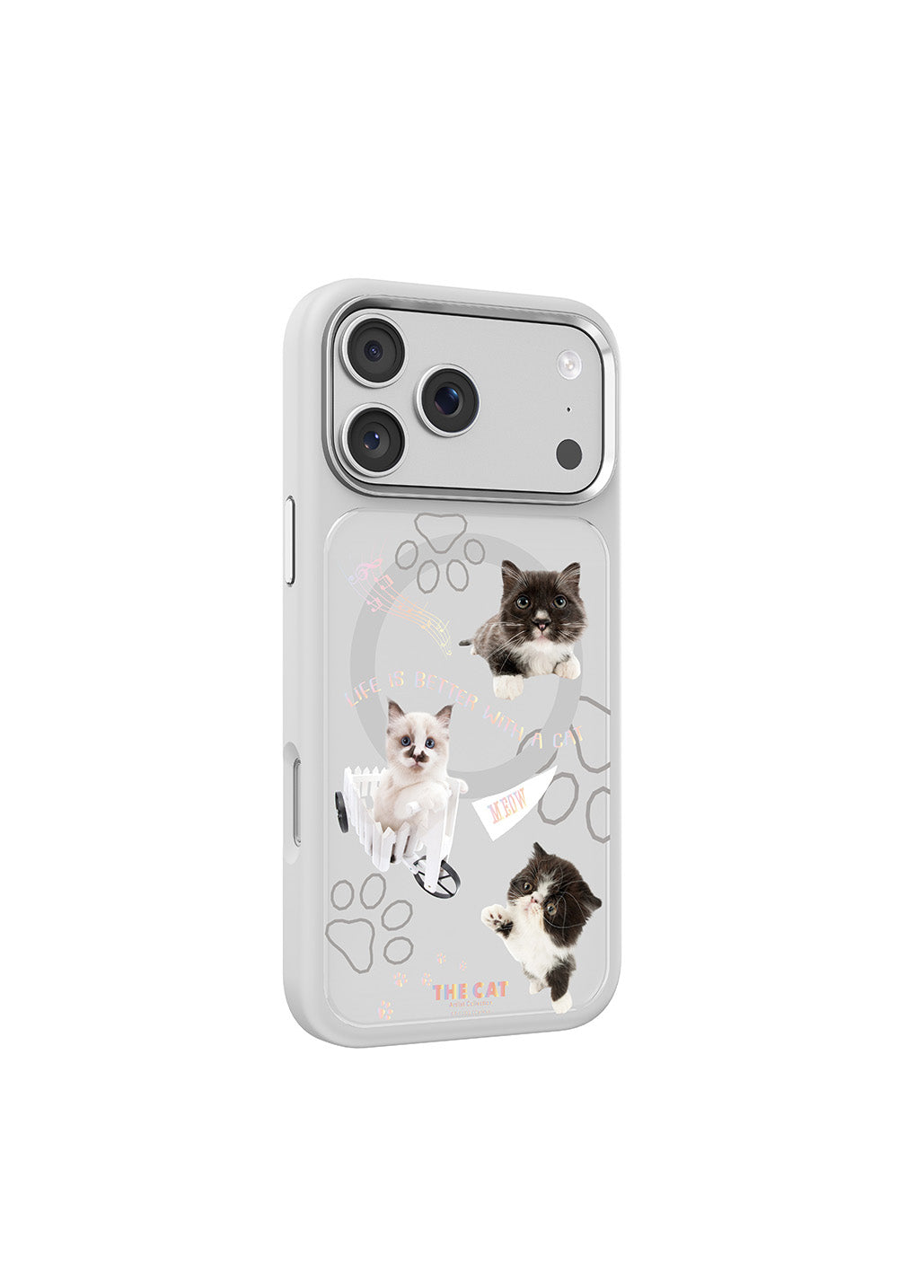 Apple iPhone 18 Pro Max Kılıf Manyetik Şarj Uyumlu 3D Baskılı Tasarım Mutural The Cat Serisi Kapak