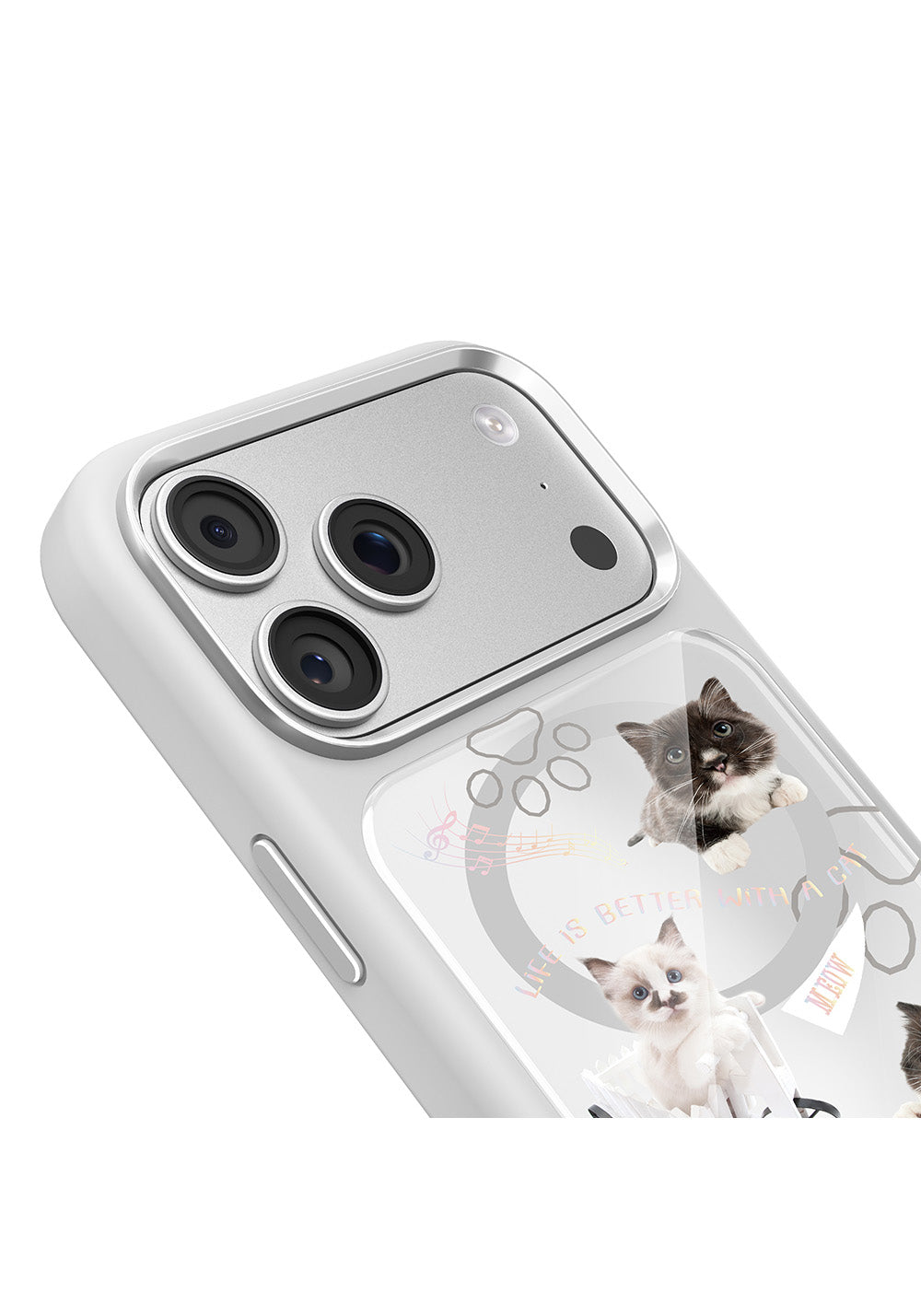 Apple iPhone 18 Pro Max Kılıf Manyetik Şarj Uyumlu 3D Baskılı Tasarım Mutural The Cat Serisi Kapak