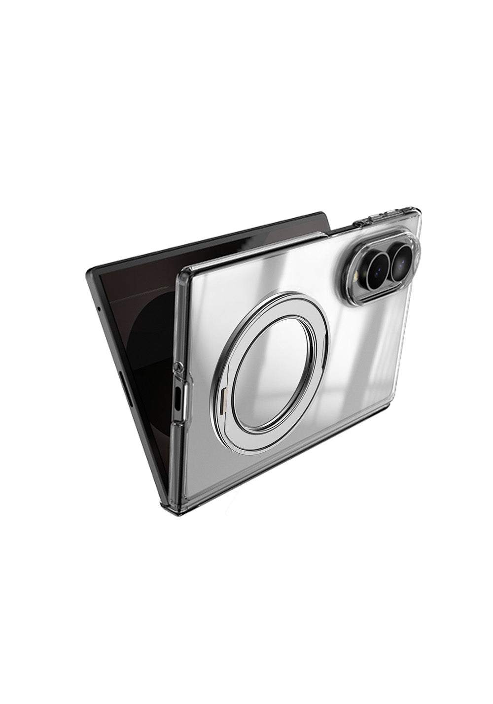 Galaxy Z Fold 8 Kılıf Manyetik Şarj Uyumlu Transparan Sert PC Wlons Pita Standlı Kapak