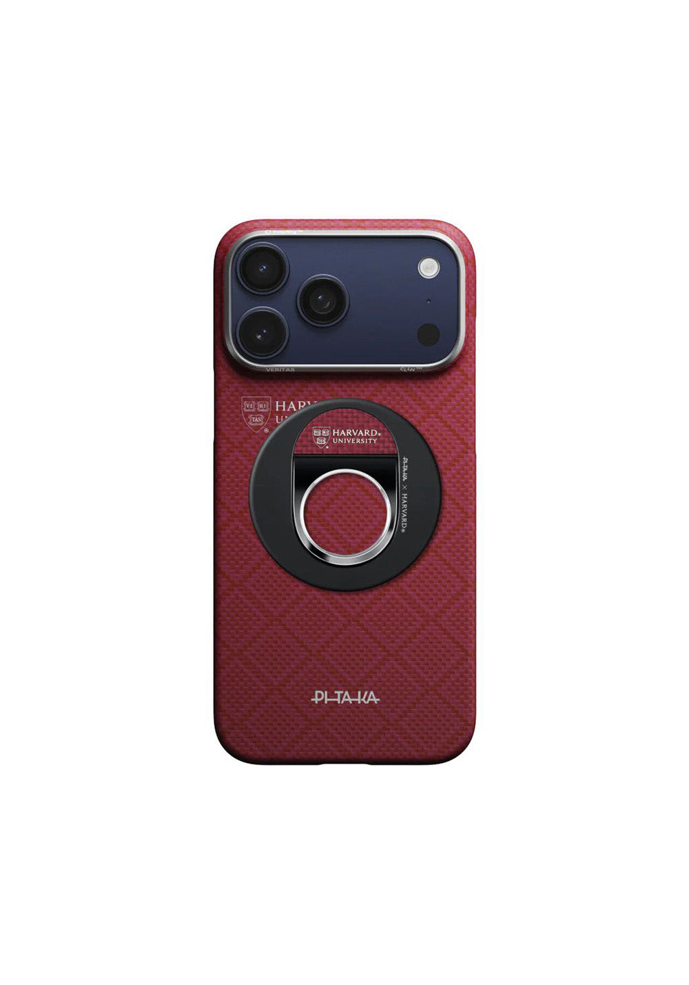 Pitaka Aramid Fiber Harvard Crimson Serisi MagEZ Grip 3 Magnetik Ring Stand Telefon Tutucu