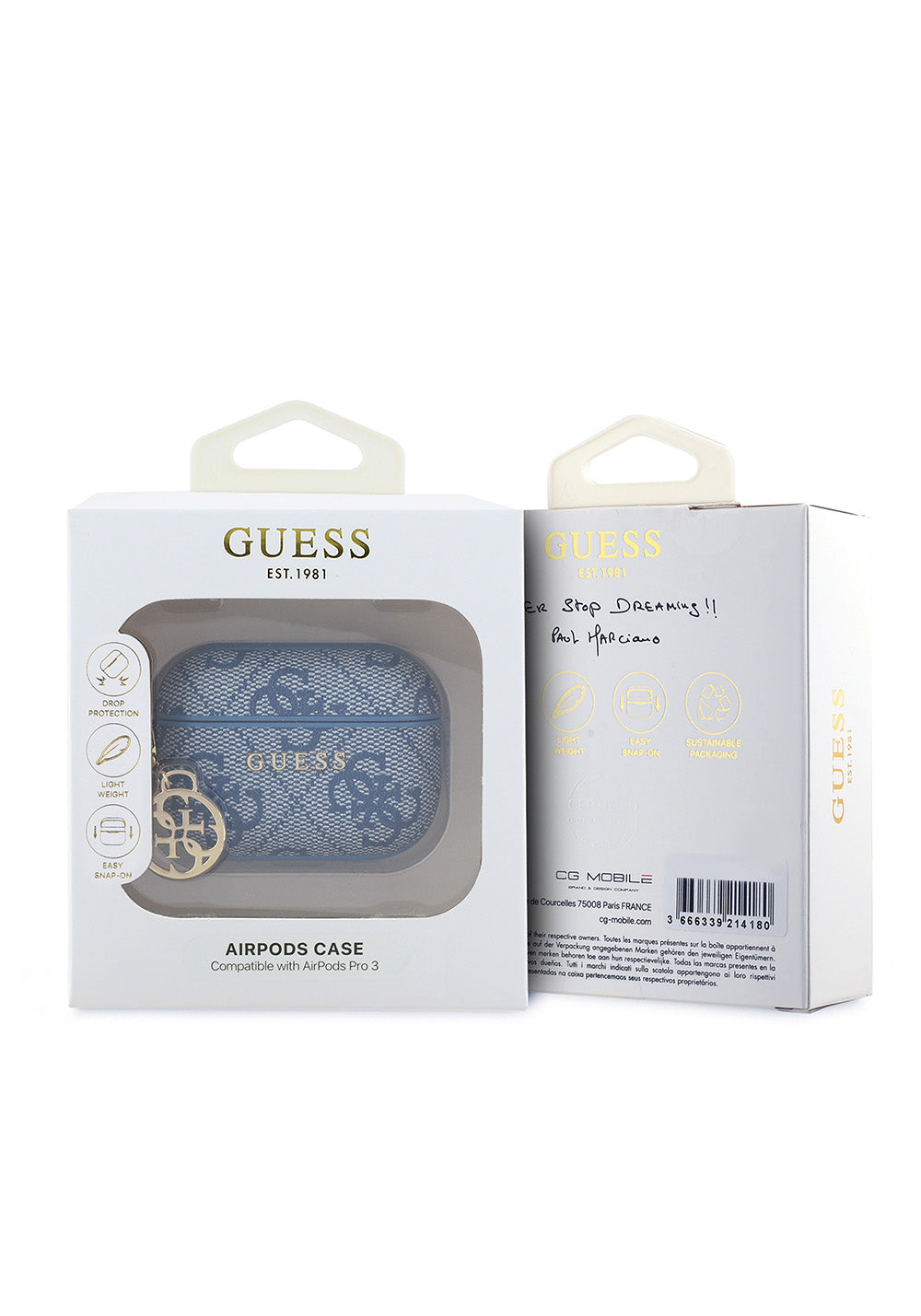 Apple Airpods Pro 3 Kılıf Guess Orijinal Lisanslı PU Deri 4G Desenli 4G Sade Askılı Kılıf