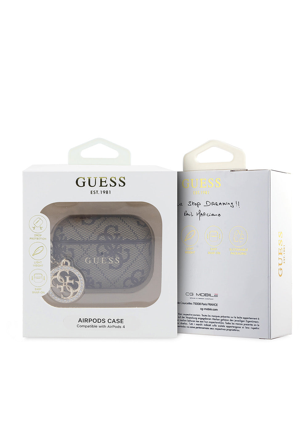 Apple Airpods Pro 3 Kılıf Guess Orijinal Lisanslı PU Deri 4G Desenli 4G Charm Kapak
