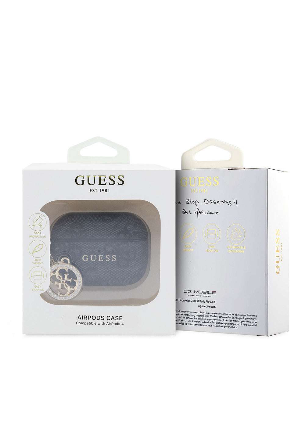 Apple Airpods Pro 3 Kılıf Guess Orijinal Lisanslı PU Deri 4G Desenli 4G Charm Kapak