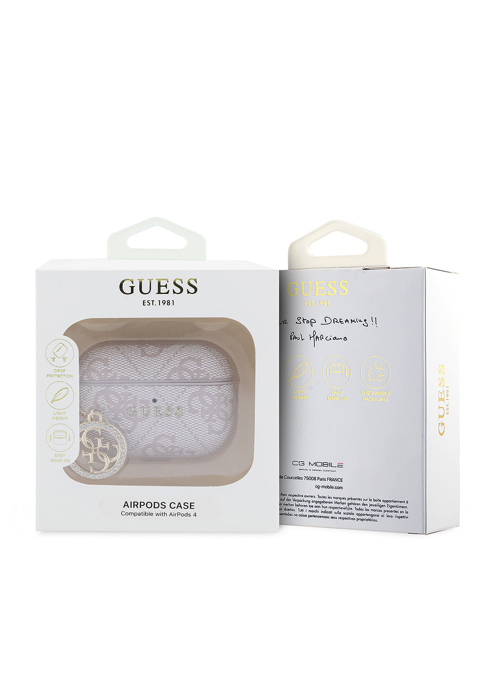 Apple Airpods Pro 3 Kılıf Guess Orijinal Lisanslı PU Deri 4G Desenli 4G Charm Kapak