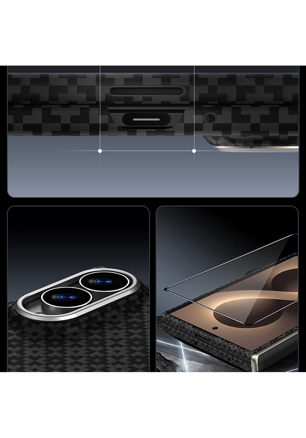 Galaxy Z Fold 8 Benks ArmorAir ArmorGrid Grand Combo Üçlü Aksesuar Seti (Ön Arka Kevlar Karbon Kapak + Ekran Koruyucu)