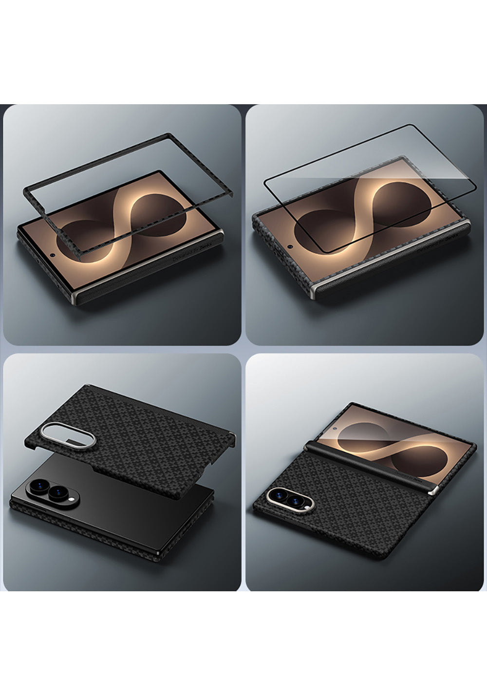 Galaxy Z Fold 8 Benks ArmorAir ArmorGrid Grand Combo Üçlü Aksesuar Seti (Ön Arka Kevlar Karbon Kapak + Ekran Koruyucu)