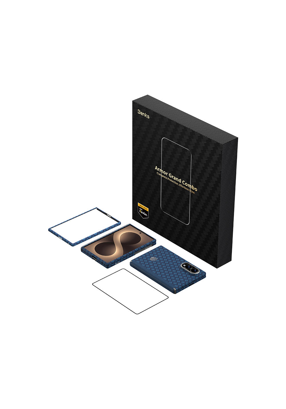 Galaxy Z Fold 8 Benks ArmorAir ArmorGrid Grand Combo Üçlü Aksesuar Seti (Ön Arka Kevlar Karbon Kapak + Ekran Koruyucu)