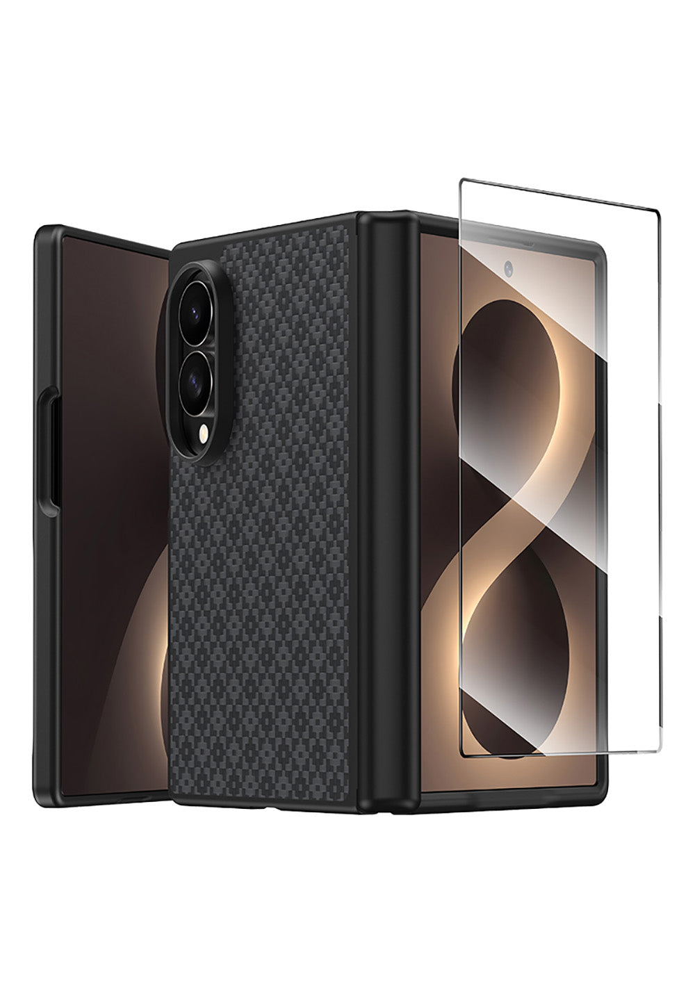 Galaxy Z Fold 8 Benks ArmorPro ArmorGrid Grand Combo Üçlü Aksesuar Seti (Ön Arka Kevlar Karbon Kapak + Ekran Koruyucu)