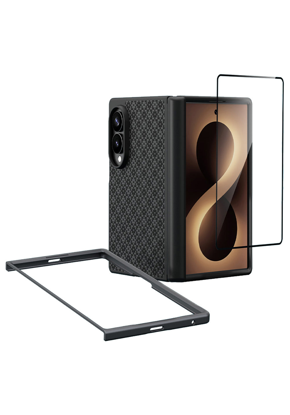 Galaxy Z Fold 8 Benks ArmorPro ArmorGrid Grand Combo Üçlü Aksesuar Seti (Ön Arka Kevlar Karbon Kapak + Ekran Koruyucu)