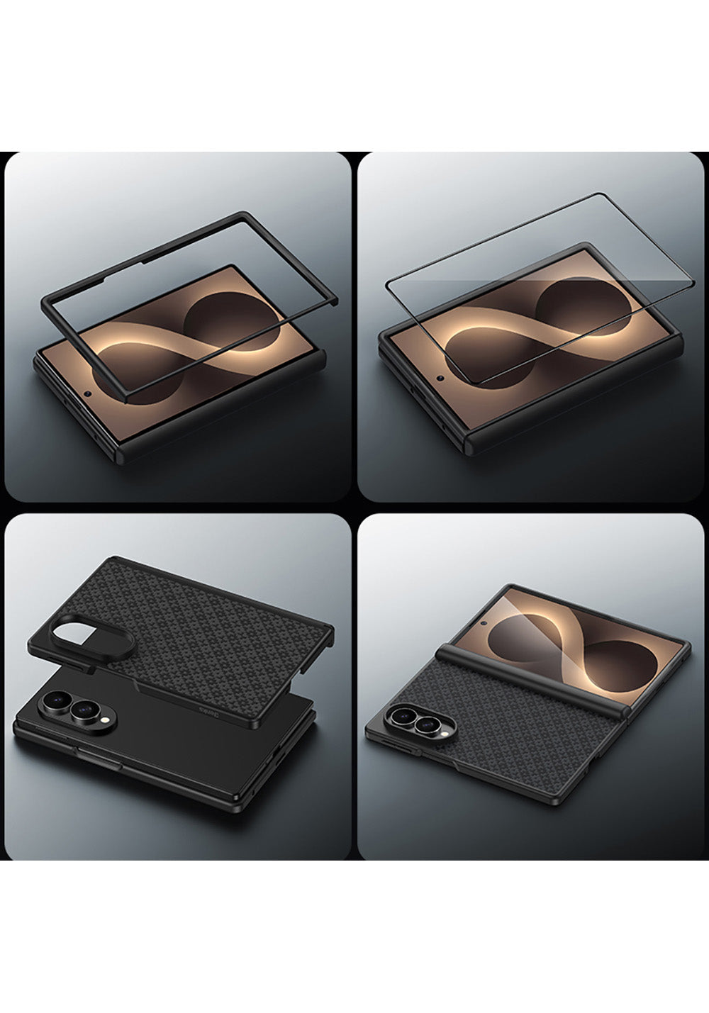 Galaxy Z Fold 8 Benks ArmorPro ArmorGrid Grand Combo Üçlü Aksesuar Seti (Ön Arka Kevlar Karbon Kapak + Ekran Koruyucu)