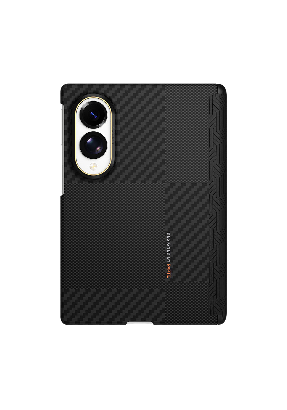 Galaxy Z Fold 8 Kılıf Manyetik Şarj Uyumlu Metal Kamera Çerçeveli Raptic Aramid SkinPro Serisi Karbon Kapak