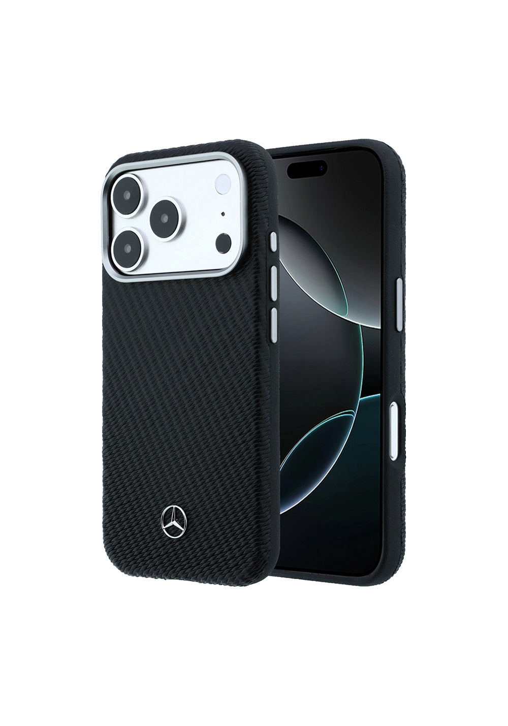 Apple iPhone 17 Pro Max Kılıf Mercedes Benz Orijinal Lisanslı Manyetik Şarj Uyumlu 3D Metal Logolu Wrap Wood Deri Kapak