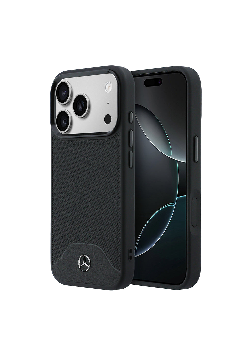 Apple iPhone 17 Pro Max Kılıf Mercedes Benz Orijinal Lisanslı Manyetik Şarj Uyumlu 3D Metal Logolu Wood Deri Dokumalı Kapak