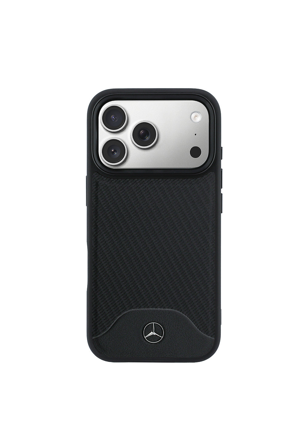 Apple iPhone 17 Pro Max Kılıf Mercedes Benz Orijinal Lisanslı Manyetik Şarj Uyumlu 3D Metal Logolu Wood Deri Dokumalı Kapak
