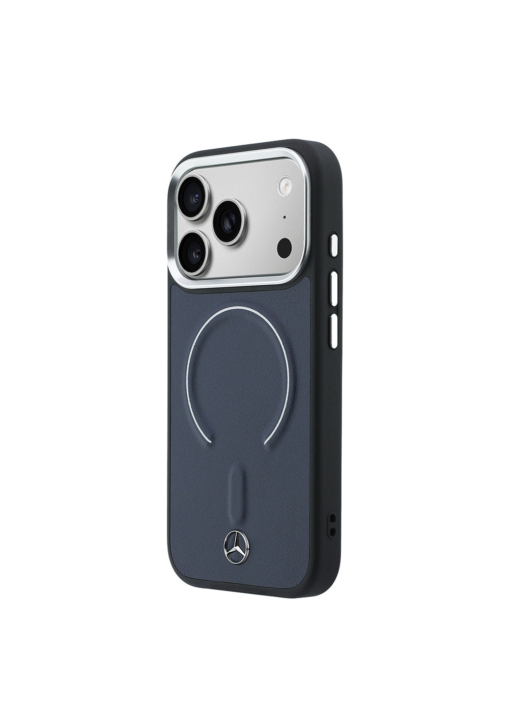 Apple iPhone 17 Pro Max Kılıf Mercedes Benz Orijinal Lisanslı Manyetik Şarj Uyumlu Metal Yıldız Logolu Kabartmalı Deri Kapak