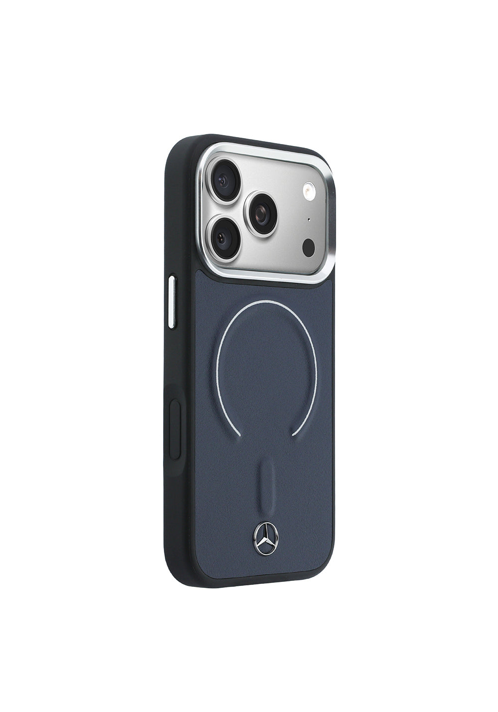 Apple iPhone 17 Pro Max Kılıf Mercedes Benz Orijinal Lisanslı Manyetik Şarj Uyumlu Metal Yıldız Logolu Kabartmalı Deri Kapak