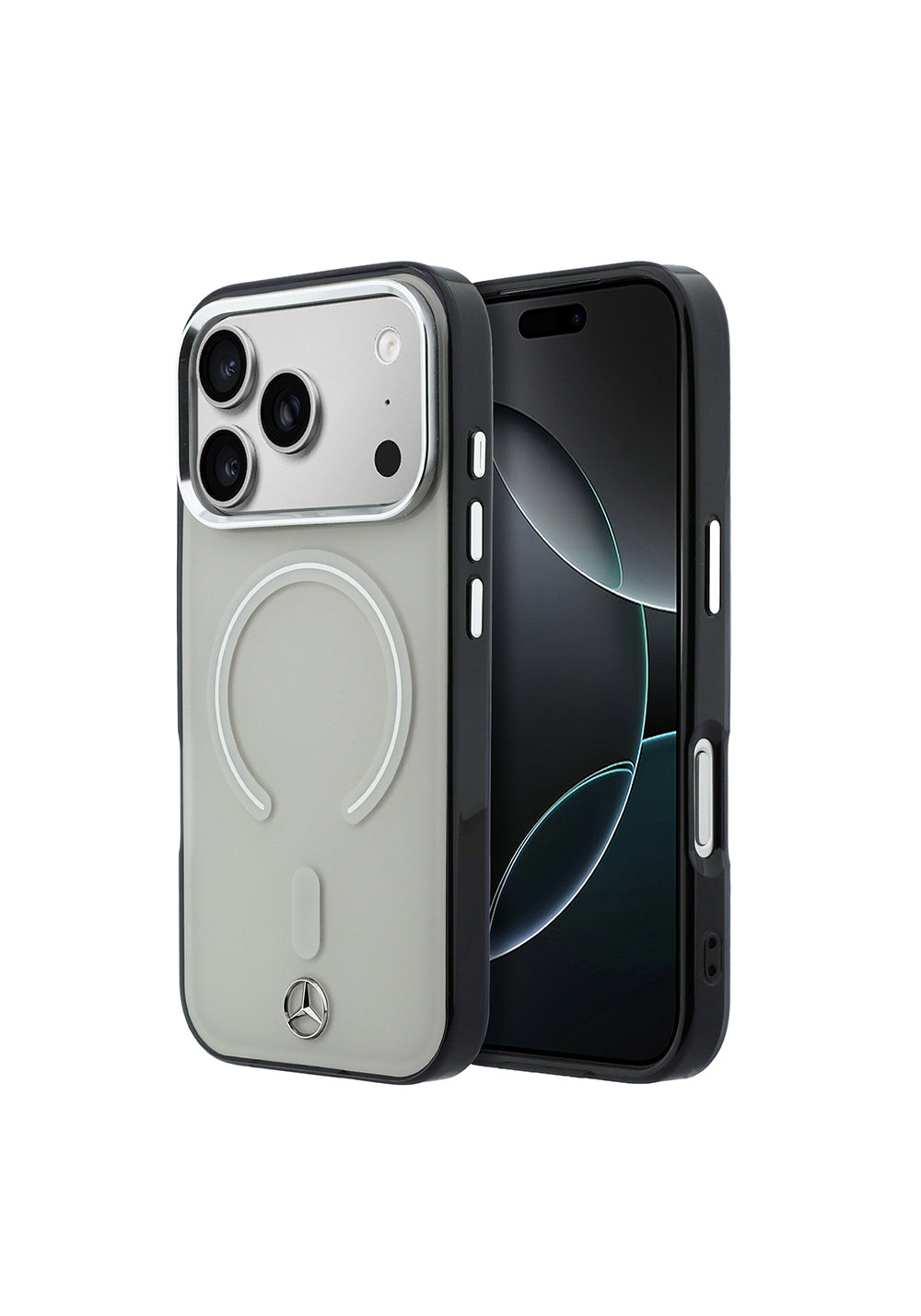 Apple iPhone 17 Pro Max Kılıf Mercedes Benz Orijinal Lisanslı Manyetik Şarj Uyumlu Saydam Yüzey İkonik 3D Metal Logolu Kapak