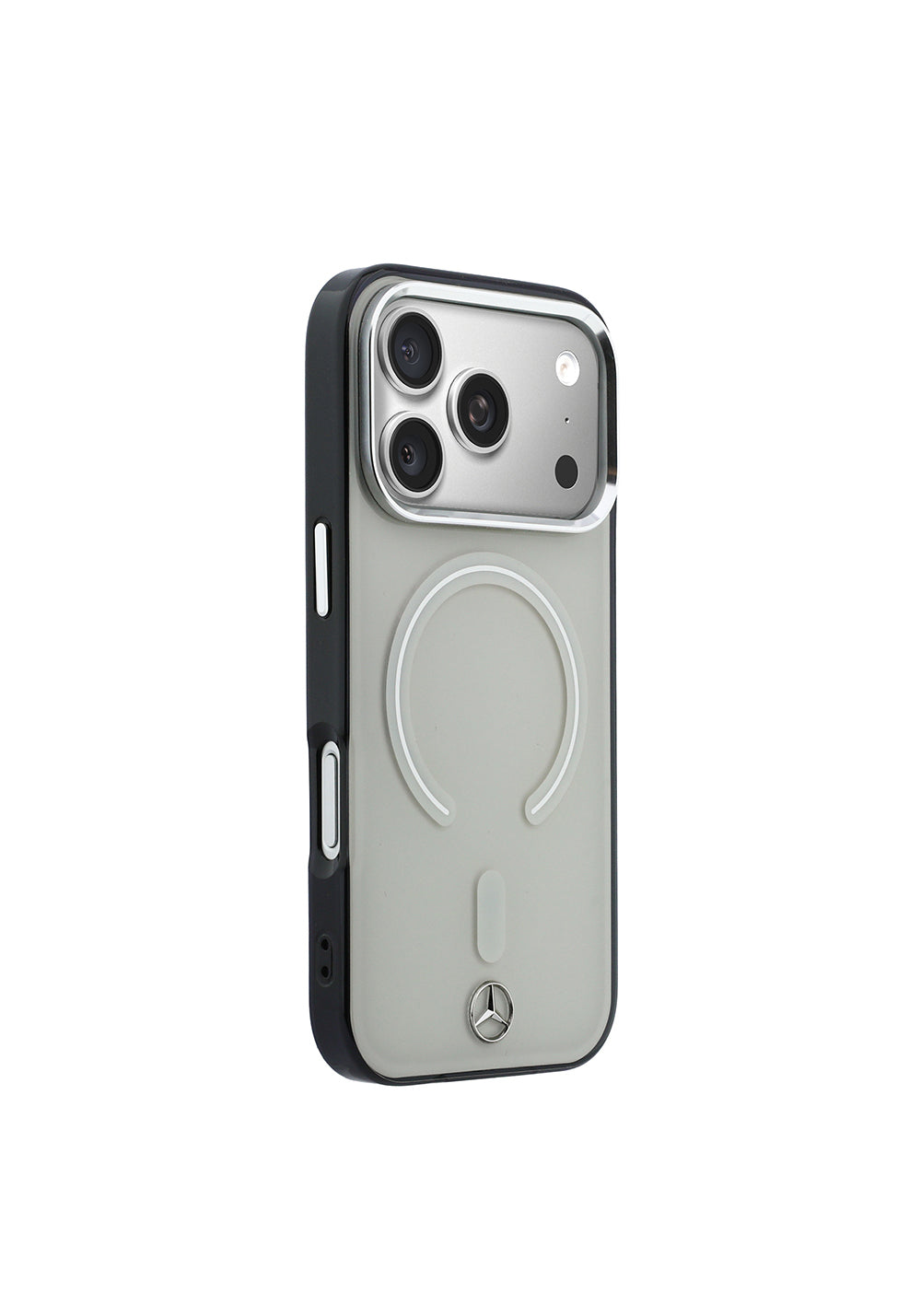 Apple iPhone 17 Pro Max Kılıf Mercedes Benz Orijinal Lisanslı Manyetik Şarj Uyumlu Saydam Yüzey İkonik 3D Metal Logolu Kapak