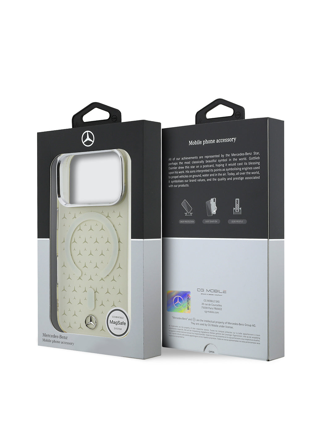Apple iPhone 17 Pro Max Kılıf Mercedes Benz Orijinal Lisanslı M-Safe Şarj Özellikli Çift Katmanlı Yıldız Desenli Dizayn Kapak