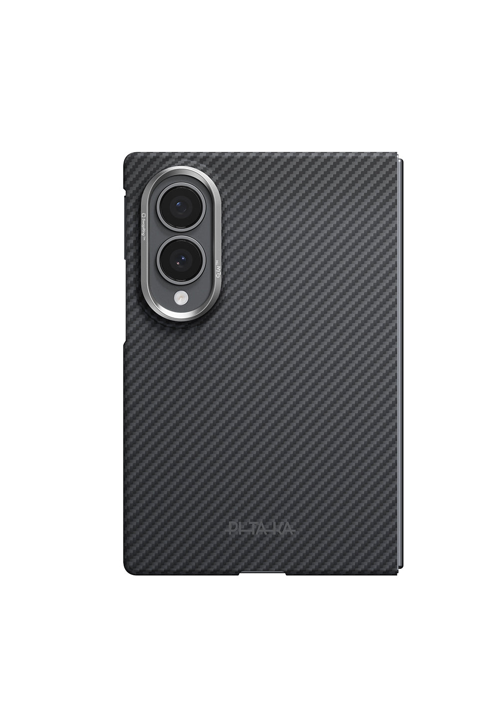 Galaxy Z Fold 8 Kılıf Manyetik Şarj Uyumlu 600D Aramid Karbon Fiber Pitaka Edge Serisi Black-Grey Twill Kapak